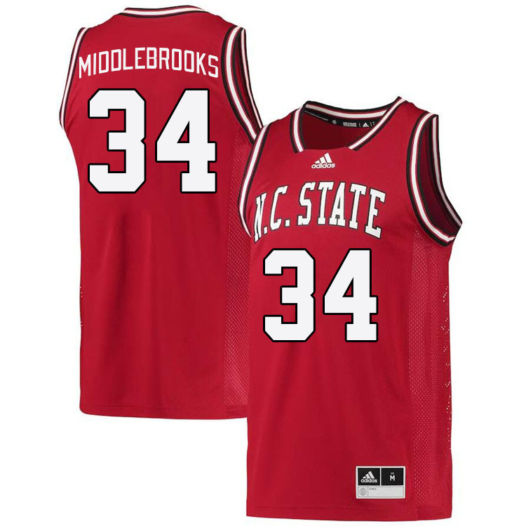 Men #34 Ben Middlebrooks NC State Wolfpack College Basketball Jerseys Stitched Sale-Retro - Click Image to Close